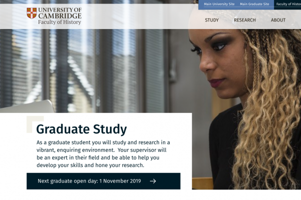 Faculty of History, University of Cambridge - website design graduate page