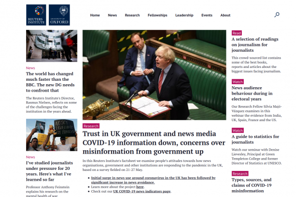 Reuters Institute, University of Oxford - website homepage