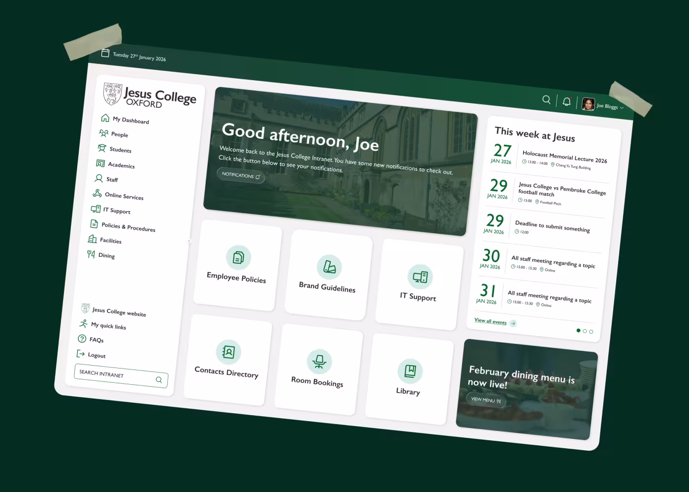 jesus college intranet