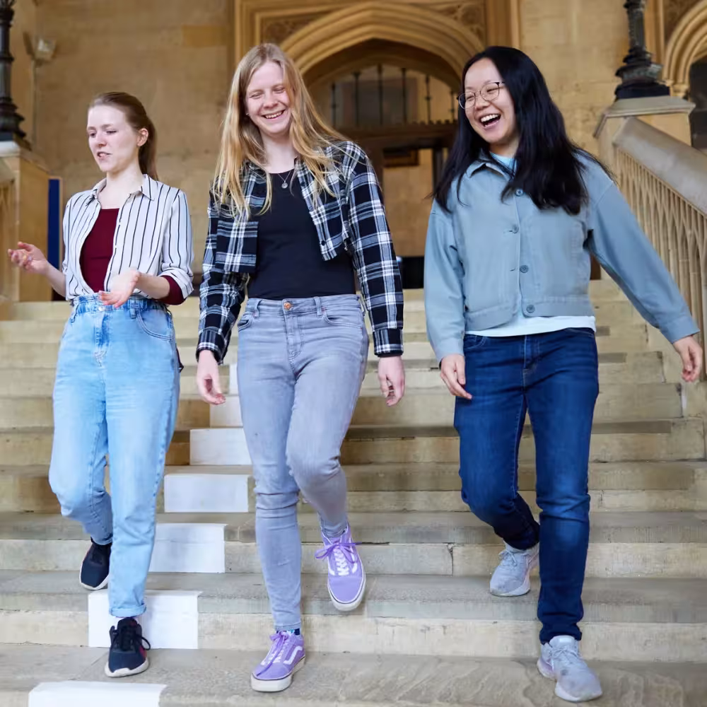 three students at christ church walking