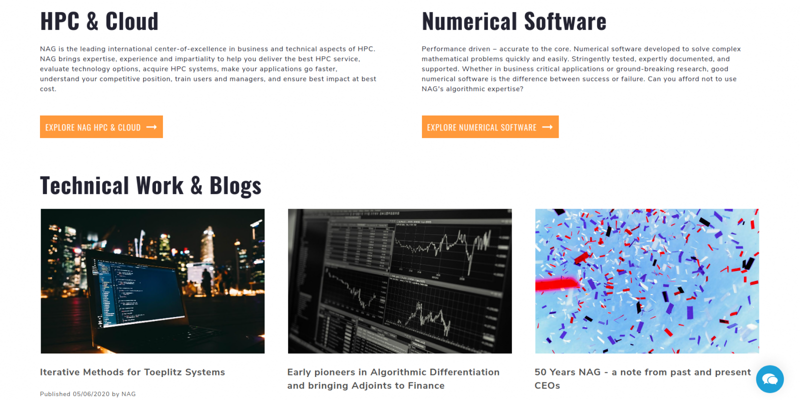 Numerical Algorithms Group - website homepage news listing
