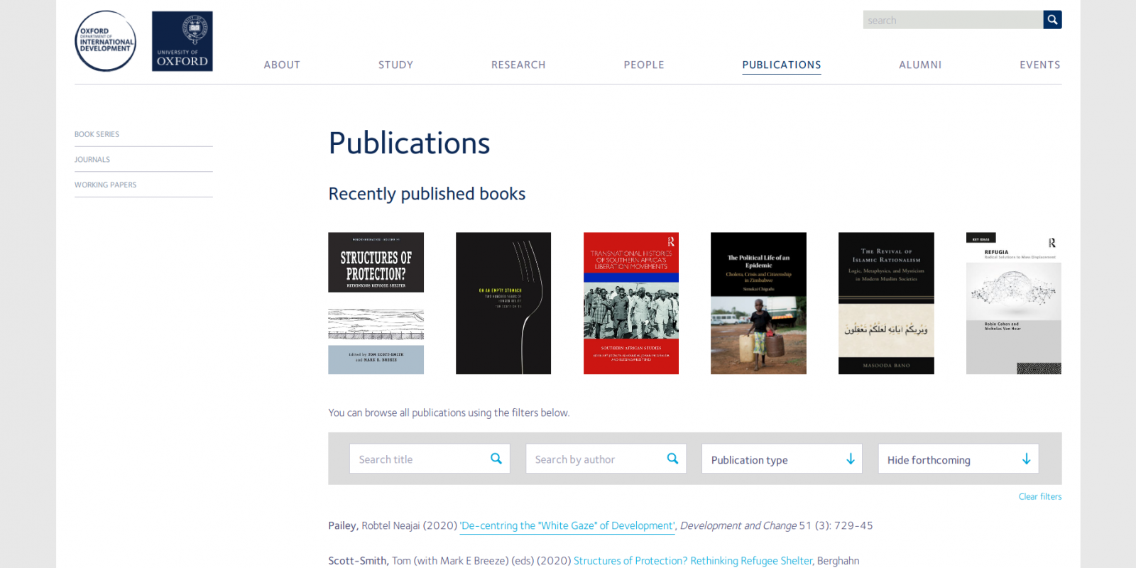 Oxford Department of International Development - website - publications page
