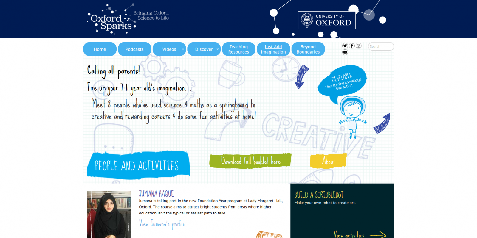 Oxford Sparks, University of Oxford - science outreach - website activities