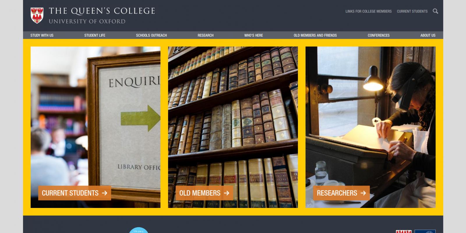 The Queen's College, University of Oxford - website - library page