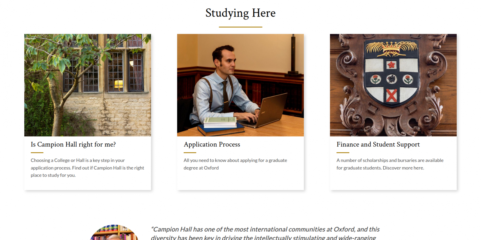 Campion Hall - University of Oxford - website graduate study page