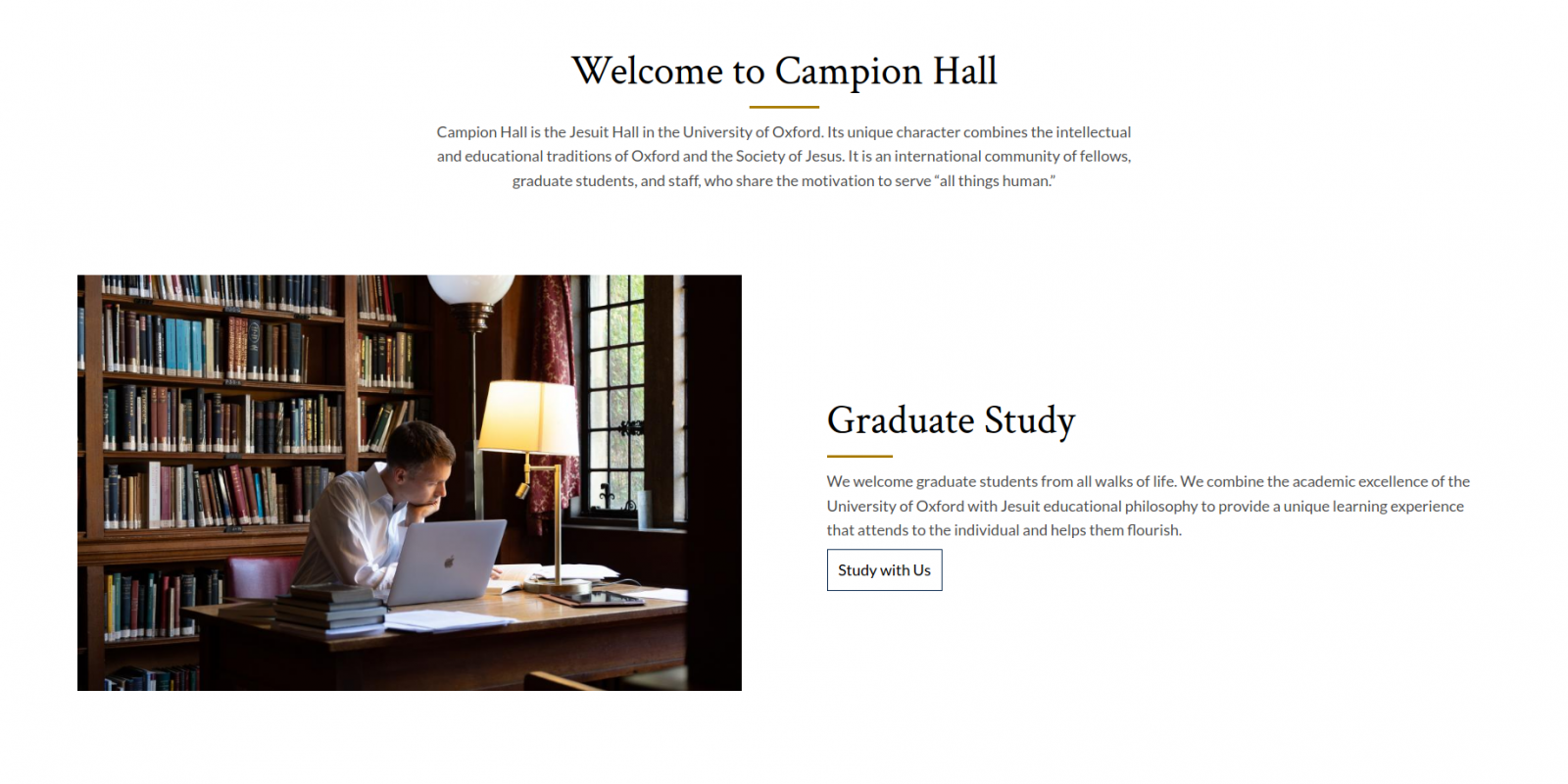 Campion Hall - University of Oxford - website homepage - study section